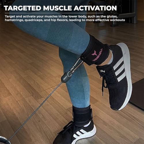 Adjustable Ankle Straps for Cable Machines - Black & Pink Pair