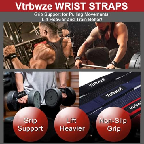 Weightlifting Straps with Non-Slip Silicone Grip - Black
