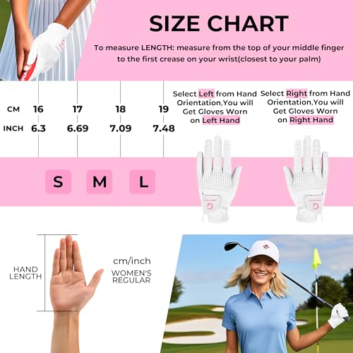 Breathable Women's Golf Gloves - Full White, Medium Size