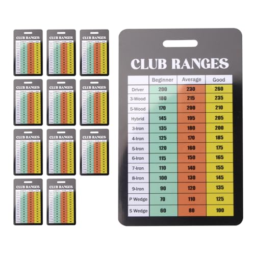 Golf Club Range Chart Card - PVC Distance Guide, Common