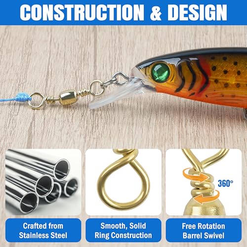 Fishing Swivels Connector - 60pcs Golden Barrel Swivels