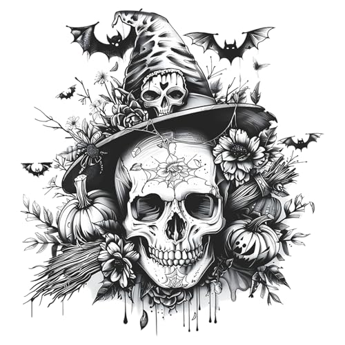 Halloween Scary Wall Stickers Decals,Black Skeleton Pumpkin Bat Halloween Home Decorations,Horror Skull Wall Stickers for Party Haunted House Door