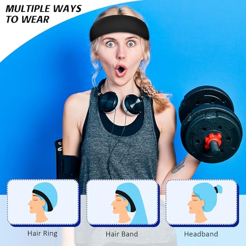 Sports Headbands for Kids - Moisture Wicking Sweatbands, 5 Pcs - Black, White, Gray & Blue