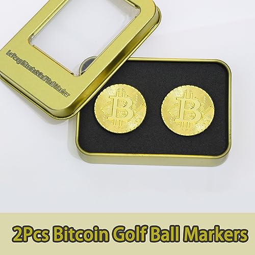 Bitcoin Golf Ball Marker Set - 2 Pcs with Magnetic Hat Clip