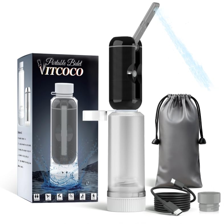 VITCOCO Portable Travel Bidet - Rechargeable Waterproof Sprayer, Black
