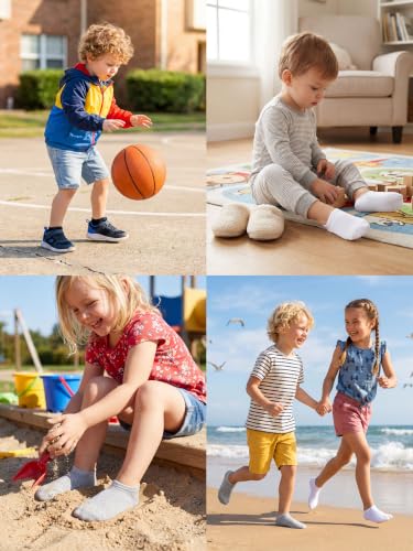 Cooraby 15 Pairs Kids No-Show Socks Anti-Slip Low Cut Athletic Socks 2-4 Years Black White Gray