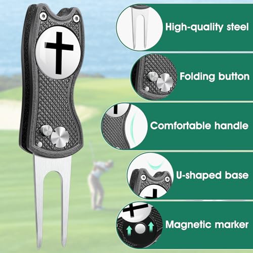 Golf Divot Repair Tool with Magnetic Ball Marker - Black