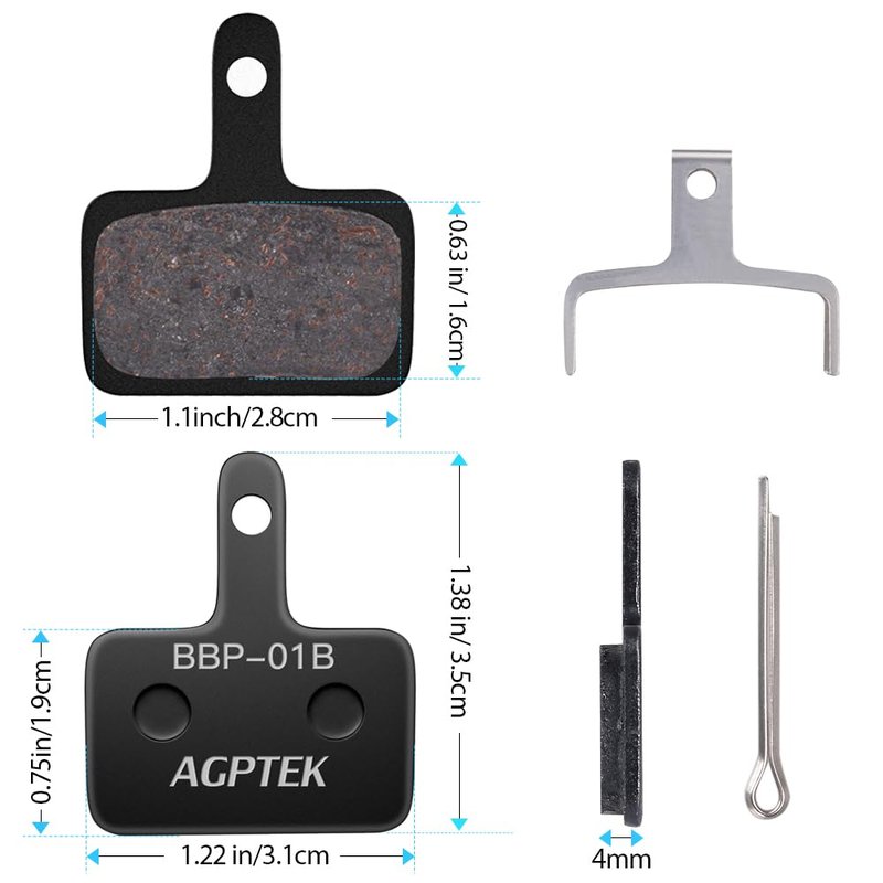 AGPTEK Bike Brake Pads, High-Performance Brake Pads, Disc Brake Pads & Spring for Mountain Bike Disc Brakes,Bike Pads Compatible with TRP Tektro Shimano Deore Br,(Semi-Metallic, Black)