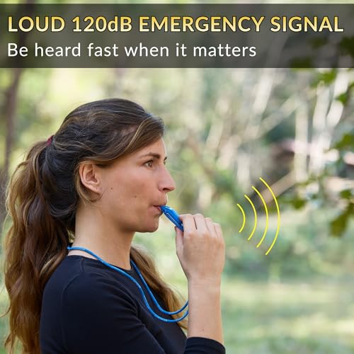 120dB Loud Blue Emergency Whistle - 2-Pack with Lanyard