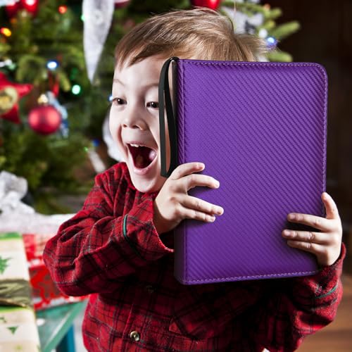 4 Pocket Card Binder - Premium Zip Trading Card Album, 400 Cards - Purple