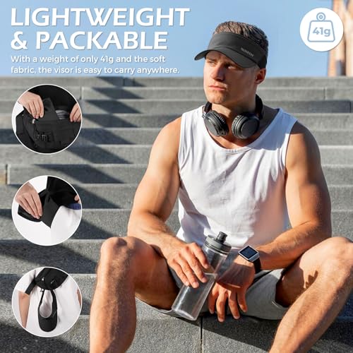 Lightweight Cooling Sun Visor Hat for Men - Black