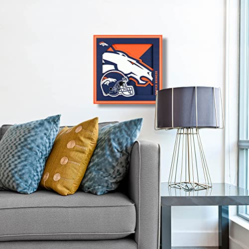 YouTheFan NFL Denver Broncos 3D Logo Wall Art 12" x 12" - Floating Multi-Layered Design