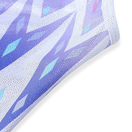 Girls' Gymnastics Leotard with Snowflake Ribbon - Blue/Purple/Hot Pink