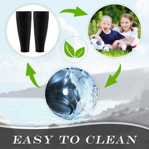 Tarpop 4 Pairs Youth Soccer Leg Sleeves Black Compression Support