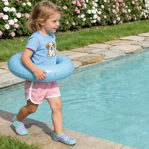 Kids Water Shoes - Quick Dry Aqua Socks for Beach & Sport - Size 12.5-13 Little Kid / A Green Lotus