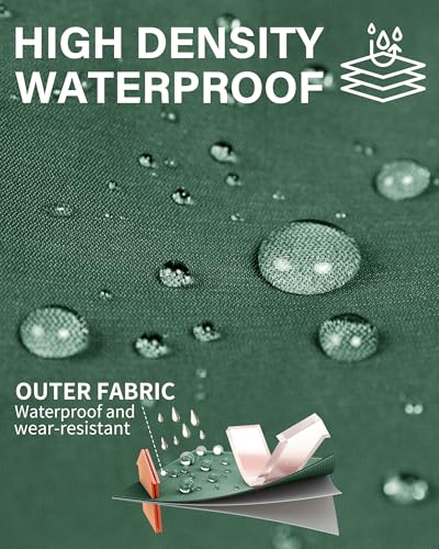 iCreek Women's Long Waterproof Rain Jacket with Hood, Packable, Dark Green (Medium)