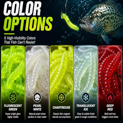 160PCS Ice Fishing Lure Kit - Soft Plastic Worm Baits & Hooks