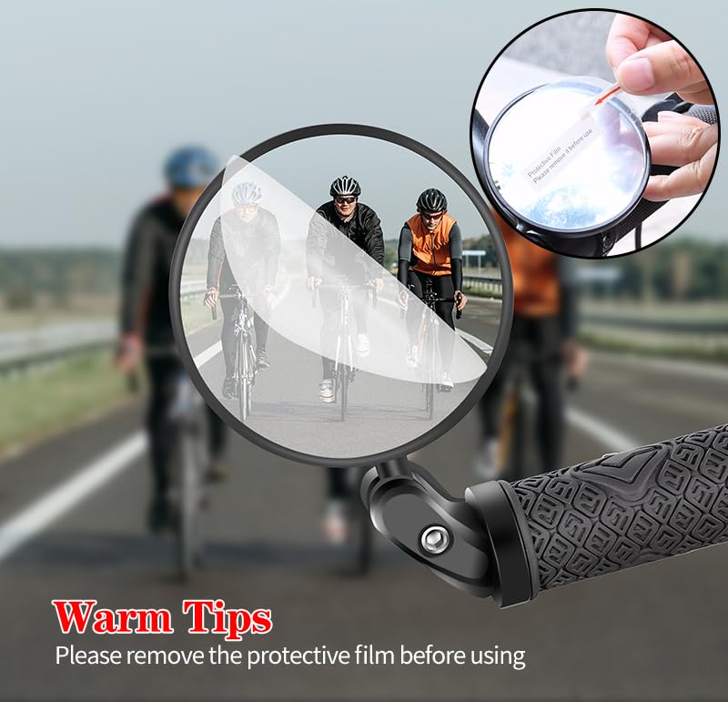 HD Convex Bicycle Rearview Mirror - Adjustable 360° Handlebar Mount - 1pcs