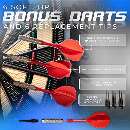 Electronic Dart Board Set with Cabinet - 65 Game Variations & 6 Darts