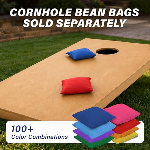 Regulation Size Wooden Cornhole Boards Set - Light Brown Finish - No Bean Bags