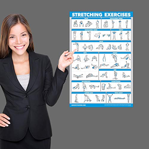 QuickFit Stretching Workout Exercise Poster - Laminated 18" x 24"