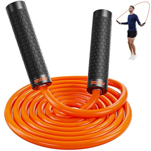 KUTIZE Orange 1lb Weighted Jump Rope for Home Fitness – Adjustable Heavy Rope for Boxing, Cardio