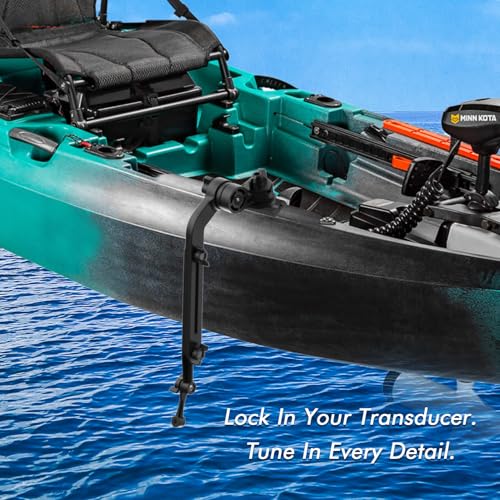 Universal Kayak Fish Finder Mount with Transducer Arm - Adjustable 9–14” - Tool-Free Rail Installation
