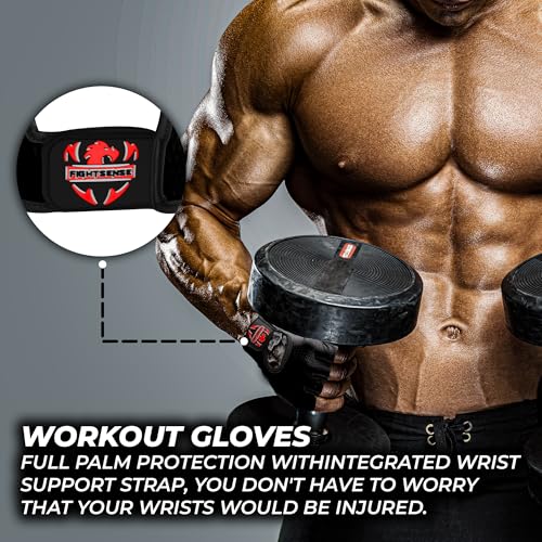 Workout Gloves for Men & Women - Large Black Weight Lifting Gloves with Non-Slip Palm