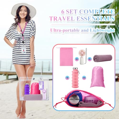 Cruise Ship & Theme Park Essentials Kit - Water Bottles, Towels, Lanyards & Accessories for Travel