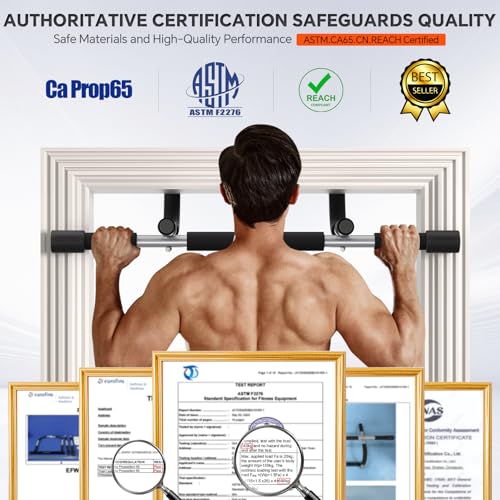 Heavy Duty Doorway Pull Up Bar - Max 440 lbs Multi-Grip Fitness Trainer