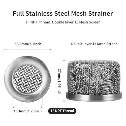 181072 Pump Inlet Strainer Screen Filter for Graco Airless Paint Sprayers 695, 795, 1095, 1595, 3900, 5900, 750, 1000, 1500 Suction Hose, 1" NPT Thread, Double Layer Screen
