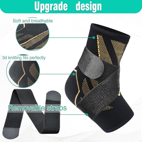 Ankle Compression Sleeve with Strap - Classic Copper Medium