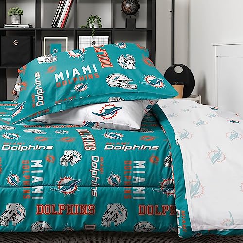 Miami Dolphins Twin Bed in a Bag Comforter Set - 5-Piece Bedding
