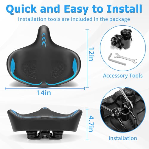 Comfortable Oversized Bike Seat Cushion - Blue Variation