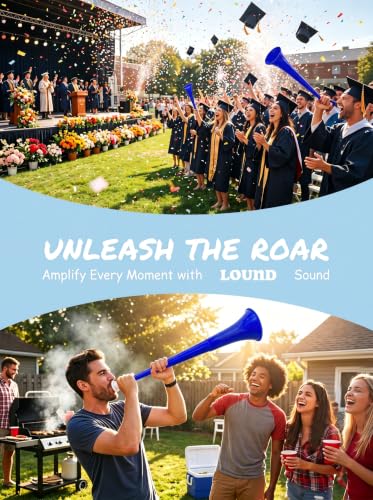 Loud Extendable Vuvuzela Horn - 24 Inch Blue Noise Maker - 4 Pack