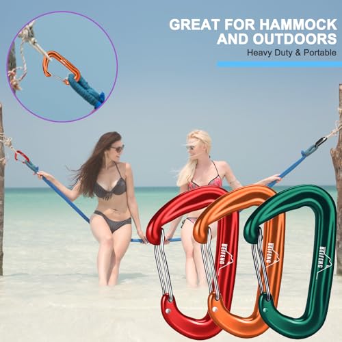Heavy Duty Lightweight Locking Carabiner Clips - Orange 4Pcs