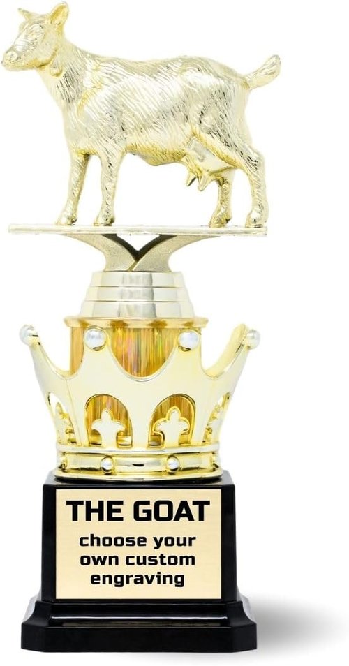 Alpha Awards Goat Trophy - G.O.A.T. Funny Trophy with Custom Plate Option | Perfect Gift for Boss or Friend