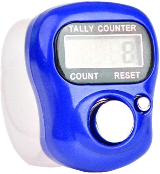 LED Digital Finger Counter - Handheld Tally Clicker with Ring - Blue