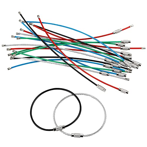 6-Inch Heavy Duty Stainless Steel Keychain Cable - 20 Pack