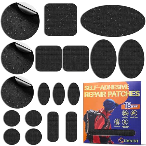 18 Pcs Down Jacket Repair Patch Kit - Waterproof Nylon Fabric