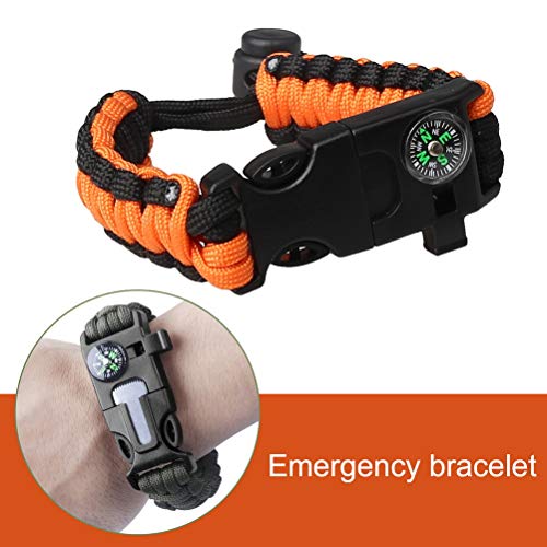 Survival Paracord Bracelet with Fire Starter & Compass - Army Green & Black Orange