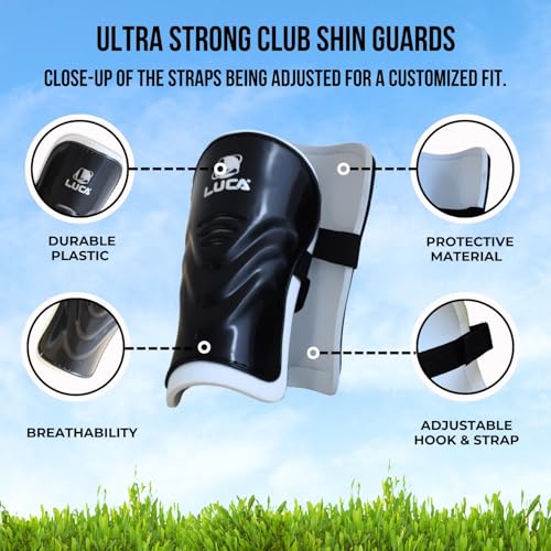 Soccer Shin Guards for Youth & Adults - Medium Black Shinguard Set