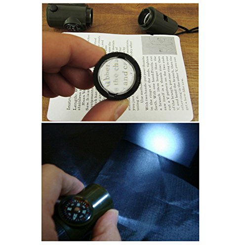 7-in-1 Camping Whistle with LED Light, Compass & Thermometer