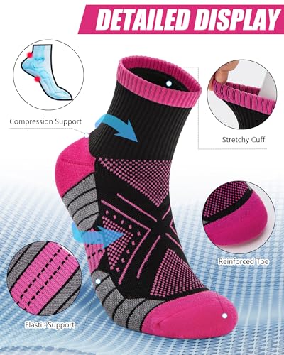Ankle Crew Socks for Women - 5 Pairs in Orange, Purple, Green, Yellow, Blue, Black