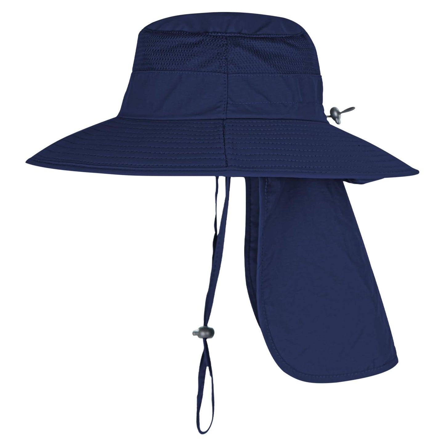 2Pack Sun Hats for Men Women Fishing Hat UPF 50+ Breathable Wide Brim Bucket Hats Summer UV Protection Safari Hat with Neck Flap Black/Navy Blue