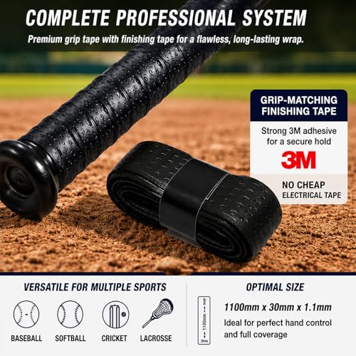 Baseball Bat Grip Tape - Slip-Resistant Black Softball Grip