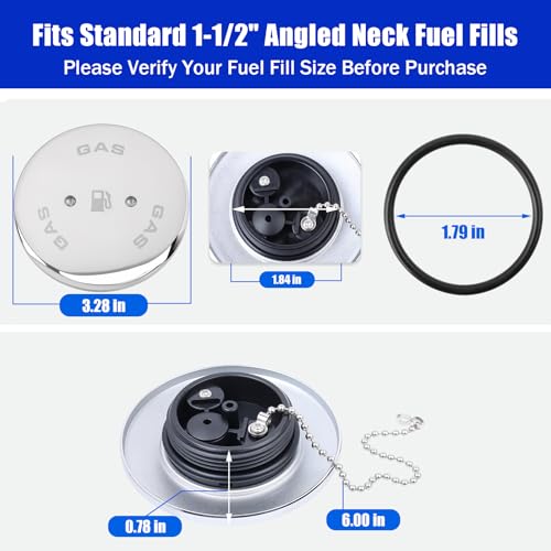 Boat Gas Cap for Perko 1-1/2" Angled Neck Vented Fuel Fill Replacement