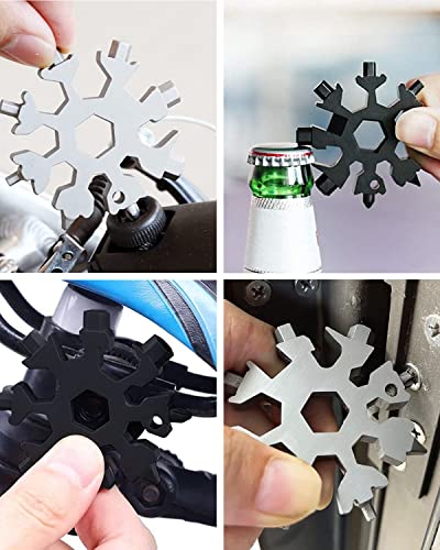 NDakter 18-in-1 Snowflake Multi-Tool - Black & Silver Compact Emergency Gear for Men & Women, Christmas Stocking Stuffer