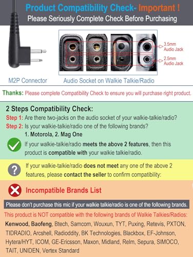 commountain Speaker Microphone for Motorola Radios R2, CP100D, CP200D - 3.05 x 2.35 inches, 2 Pack
