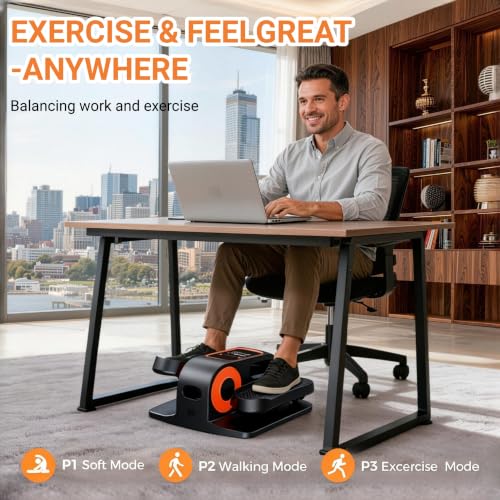 Under Desk Elliptical Exerciser with Remote Control - Black